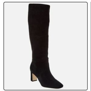 J. McLaughlin Briana Knee High Square Toe Black Suede Boots Size 8